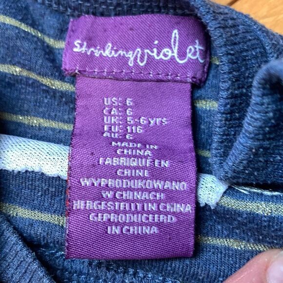 Shrinking Violet long sleeve heart sequin dress size 6 dots abs stripes in blue - Picture 8 of 11